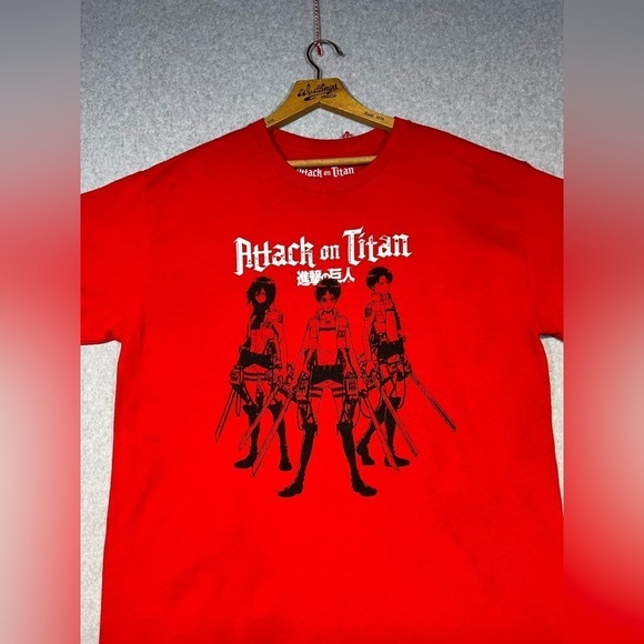Attack On Titan Shirt Mens Large Red Tee Shirt - Picture 1 of 2